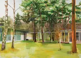 Moni K. Huber, Pavillon of the Academy of Fine Arts I (Nuremberg), 2014, mixed media collage on canvas; unframed