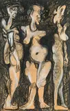 Adolf Frohner, The three graces, 1983, mixed media on cardboard; framed