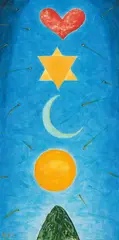 Walter Schmögner, Sun, moon & stars, 2011, acrylic on canvas; unframed