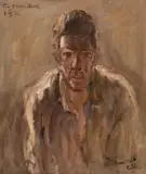 Georg Eisler, Portrait Harald Sterk, 1988, oil on canvas; framed