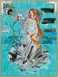 Peter Sengl, Birth of Venus "Geburt der Venus - Fünkätzisch, 2008, mixed media on paper; unframed