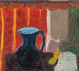 Giselbert Hoke, Still life, 1948, oil on hardboard; framed