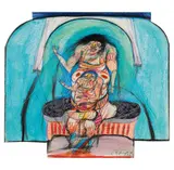 Franz Ringel, The balloonists, 1974, mixed media on paper; framed in plexiglass case