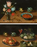 Jan van Kessel the Younger, Still life (counterparts), oil on panel