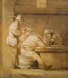 Adriaen van de Venne, Tavern scene, oil on panel