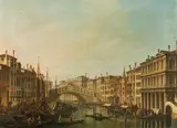 The Canal Grande with Rialto Bridge viewed from the south by called Canaletto Giovanni Antonio Canal, oil on canvas, sold Jun 2020