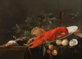 Pieter van Overschie, Still life with lobster in a Wanli-Bowl, oil on panel