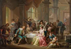 Franz Christoph Janneck, The banquet, oil on panel