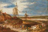Landscape with dunes, mills, and staffage by Jan Brueghel the Younger, oil on copper, offered Jun 2020