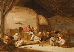 Bartholomeus Molenaer, Interior of a village school, oil on panel