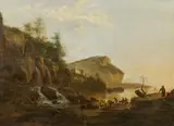 Adam Pynacker, River landscape with figure staffage, oil on canvas