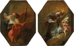 Josef Winterhalder der Jüngere, Saint John of Nepomuk & Matthew the Apostle (pair), c. 1780, oil on canvas on cardboard