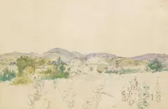 Rudolf von Alt, View from Nussdorf near Vienna towards Kahlenberg, watercolour on paper