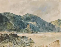 Rudolf von Alt, Danube with Hausstein Castle, 1843, watercolour on paper
