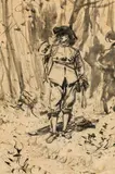 August Xaver Karl Ritter v. Pettenkofen, Nobleman standing in a forest landscape