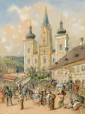 Carl Goebel, View of Mariazell, 1894, watercolour on paper