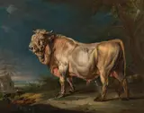Johann Bap. Ii. Dallinger von Dalling, The breeding bull, oil on canvas on wood, small damages