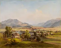 Jakob Canciani, View of the church Maria Gail, Villach and the Drautal, oil on canvas