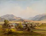 Jakob Canciani, View of the church Maria Gail, Villach and the Drautal, oil on canvas