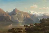 Franz Hengsbach, View across a mountain lake (Vierwaldstättersee?), 1851, oil on canvas