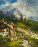 Georg Geyer, Farmstead near Saalfelden, Pinzgau, oil on canvas