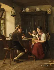 Hermann Plathner, Domestic bliss, 1881, oil on canvas