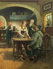 Jakob Hoff, Tavern scene, oil on canvas