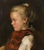 Eduard Veith, Portrait of a girl in profile, oil on canvas