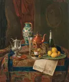 Josef Mansfeld, Still life of a champagne breakfast, 1884, oil on panel