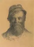 Franz Defregger, Portrait of a Tyrolean peasant, 1887, pencil on paper