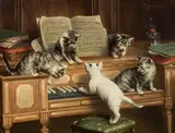 Carl Reichert, Kittens on a piano, 1900, oil on panel