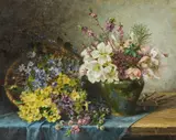 Paula Wildhack, Still life with primroses, liverworts and Christmas roses, 1910, oil on canvas