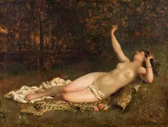 Friedrich Kraus, Awakening Bacchante, 1880, oil on canvas