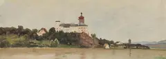 Josef Mayburger, Persenbeug castle near the Danube, oil on cardboard
