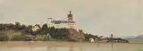 Josef Mayburger, Persenbeug castle near the Danube, oil on cardboard