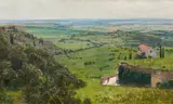 Max Suppantschitsch, Tivoli, Roman Campagna, oil on canvas on cardboard