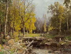 Robert Russ, Forest Landscape in Bukovina ("Waldpartie aus dem Sipitulthal"), 1895, oil on canvas