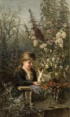 Olga Wisinger-Florian, Girl with a white rabbit, 1883, oil on canvas