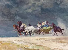 Ludwig Koch, Approaching storm in the Puszta, 1922, oil on canvas
