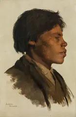 Hans Larwin, Portrait of a boy in profile, 1893, oil on canvas on cardboard