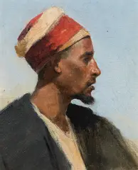 Portrait of an Oriental man by Leopold Carl Müller, oil on canvas, sold Jun 2020