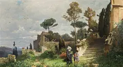 Othmar Brioschi, Rome, Palazzo di Venezia in spring, 1888, oil on canvas
