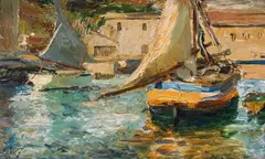 Olga Wisinger-Florian, Fishing boats in the port of Ragusa, c. 1895, oil on panel