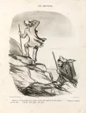 Honoré Daumier, Aperçois-tu un lieu civilisé ...“, sheet 3 of „Les Artistes, lithograph on vellum; unframed