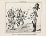 Honoré Daumier, Soldats russes se préparant ...“, sheet 13 from „Les Cosaques pour rire, lithograph on vellum; unframed