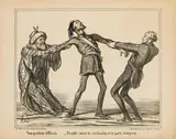 Honoré Daumier, Une position difficile ...“, sheet 110 from „Actualités, lithograph on vellum; unframed