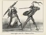 Honoré Daumier, Combat singulier ...“, sheet 117 from „Actualités, lithograph on vellum; unframed