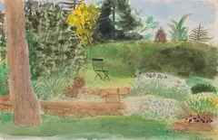 Eduard Bäumer, Lawn chair, c. 1946, watercolour on paper