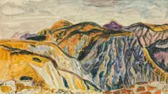 Eduard Bäumer, Dark mountains, 1959, egg tempera on paper