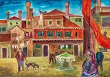 Albert Birkle, Alla Maddalena, Venezia (Campo della Maddalena), mixed media on paper